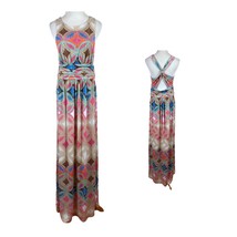 Tori Richard Maxi Dress M Multicolor Sleeveless Gathered Waist Twist Back Summer - £39.36 GBP