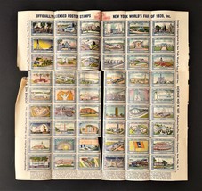 1939 antique NEW YORK WORLDS FAIR 54pc POSTER STAMPS rare SHEET ART - £95.52 GBP