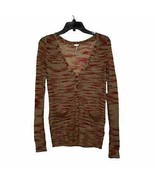 Free People Beach Cardigan Sweater Size XS Tan With Red Stripes Mohair B... - £39.65 GBP