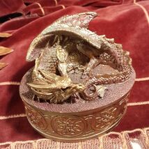 Sleeping Dragon Trinket Jewelry Box Unique Mixed Media Rustic Dresser Ta... - $22.65