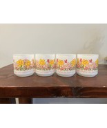 4 Vintage Retro Flowers Floral Frosted Drinking Glasses MCM Barware Cups... - $35.63