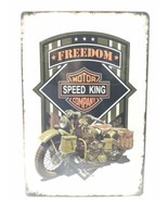 Freedom Motor Speed King Company Tin Metal Sign Vintage War Bike 4 Corne... - £11.94 GBP