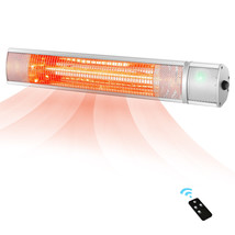 1500W Electric Patio Heater Wall-Mounted Infrared Heater w/Remote Control Silver - £93.56 GBP