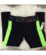 Yoshion legging with neon splatter detail women’s workout size L spandex - $18.32 CAD
