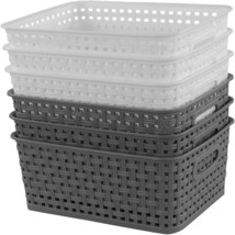 Idomy 6-Pack Plastic Storage Baskets/Bins, Rectangle - £30.36 GBP