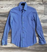Express Shirt Mens Extra Small Blue Stripes Fitted Long Sleeve Button Up - £26.26 GBP