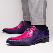 Andretti Genuine Ostrich Leg Dress Derby's Tasseled Laces Shoes Pink / Purple image 6