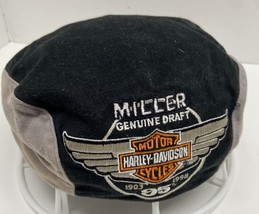 Harley Davidson Newsboy Hat Cap Mens 7 5/8 Miller High Life Black - $50.49