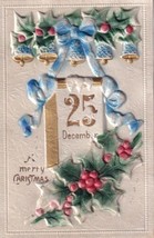 Merry Christmas 25 December Heavily Embossed to Centerville KS Postcard B34 - £2.34 GBP
