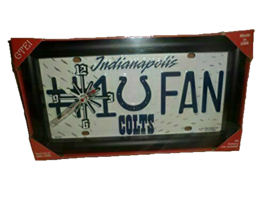 GTEI Sport Fans License Plate Quarts Wall Clock Indianapolis Colts - £37.15 GBP