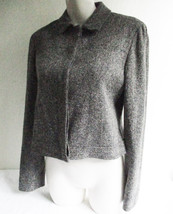 Ann Taylor Stretch Herringbone Tweed Silk Wool Cropped Jacket Blazer Wom... - $23.75