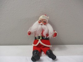 Vintage Christmas Cloth Santa Claus Doll Figure Plastic Face 9.5&#39;&#39; - £31.02 GBP