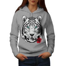 Wellcoda Romantic Tiger Animal Womens Hoodie, Free Casual Hooded Sweatshirt - £28.95 GBP