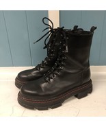 Kurt Geiger EU 36 / US 5.5 6 Leather Lace Up Chunky Bird Combat Boots Bl... - $93.02 CAD