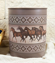 Ebros Western Running Horses W/ Southwest Navajo Vectors Waste Basket Trash Bin - £43.18 GBP