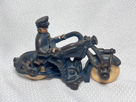 1930&#39;s Pre War Cast Iron Champion Uniformed Officer On Motorcycle White ... - $149.95