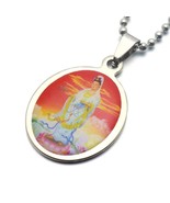 GUANYIN NECKLACE 23&quot; Stainless Steel Chain and Pendant Buddhist GoddessK... - €6,88 EUR