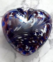 Hanging Glass Heart 4&quot; Blue, Purple &amp; White Swirls (1) #9 - $15.15