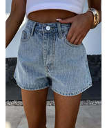 Rhinestone High Rise Denim Shorts - $51.53 CAD