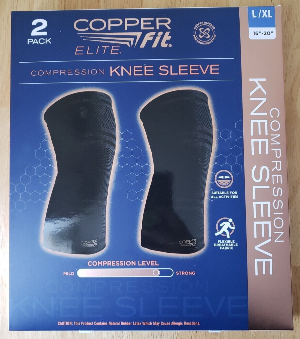 Copper Fit Elite Knee Compression Sleeve 2-PK L/XL COSTCO#1654629 (OPEN BOX) - $19.80