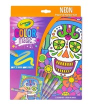 Crayola Color Magic Neon Sugar Skulls Paper Marker Coloring Set 12 Pages Age 6+ - £12.63 GBP