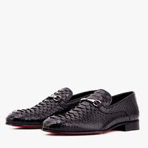 The Viper Black Snake Skin Leather Bit Loafer Men Shoe image 2