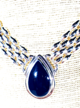 Vintage Silver Color 18&quot; Supple Chain and NAVY Teardrop Necklace - £15.00 GBP