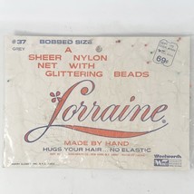 VTG Hair Net Lorraine #37 Woolworth Sheer Nylon Handmade Glittering Beads Retro - £15.73 GBP
