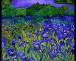 24" X 44" Panel Wild Iris Flowers Floral Iris Cotton Fabric Panel D651.27 - $10.63