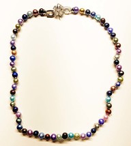 XL-2412COLOR-01 Multi Color Freshwater Pearl Necklace Flower Clasp - $39.80