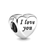 S925 I Love You Heart Bracelet Charm for Wife Mom Girlfriend Valentines Day - £15.85 GBP