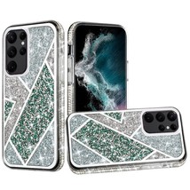 For Samsung S23 Ultra Rhombus Bling Glitter Diamond Case Cover - Green - £6.73 GBP
