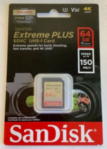 NEW SanDisk SDSDXW6-064G-ANCIN Extreme PLUS 64GB SDXC UHS-I Memory Card - £12.77 GBP