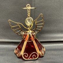 Stain Glass Christmas Angel Figurine Ornament Free Standing Red 4.5 inches - £9.04 GBP