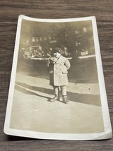 Vintage 1940&#39;s Black &amp; White Photograph Little Girl Winter Clothes KG JD - $182.84 MXN