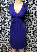 Suzi Chin Dress Women 16 Purple Stretch Sleeveless Lined Pleated Boutiqu... - £26.18 GBP