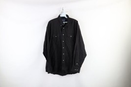 Vintage 90s Wrangler Mens Large Faded Western Rodeo Button Shirt Black Cotton - £35.48 GBP