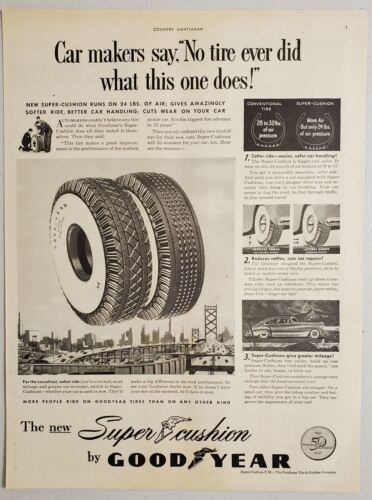 1948 Print Ad Goodyear Super Cushion Tires Bridge & Highway Overpasses - $15.28