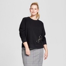 Women&#39;s Plus Size Embellished Sweatshirt A New Day Black Dragonflys Size... - £13.23 GBP+