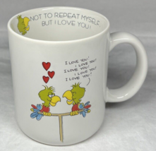 Vintage Papel Vagabond Creations I Love You Coffee Mug Cup Japan Heart Parrots - $12.00