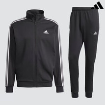 adidas Basic 3S Fleece Tracksuit Men&#39;s Jacket Pants Sports Asia-Fit NWT IJ6067 - £71.28 GBP