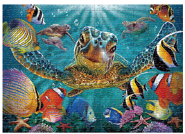 1000-Piece Ocean Giant Turtle Jigsaw Puzzle - A Stunning Underwater Adve... - $19.78