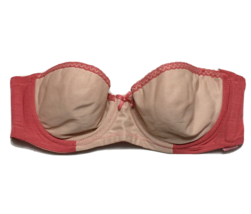 Vintage Vassarette Pink Underneath It All Strapless Wire Padded Lace Bra 36B - £12.02 GBP