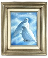 White-tailed Ptarmigan Bird Couple Original Oil Painting 13x15” Signed 1... - $54.63 CAD