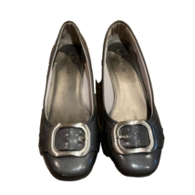 Kelly &amp; Katie Grey Patent Faux Leather Flats Womens 7.5 Buckle - £7.19 GBP