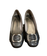Kelly &amp; Katie Grey Patent Faux Leather Flats Womens 7.5 Buckle - £7.04 GBP