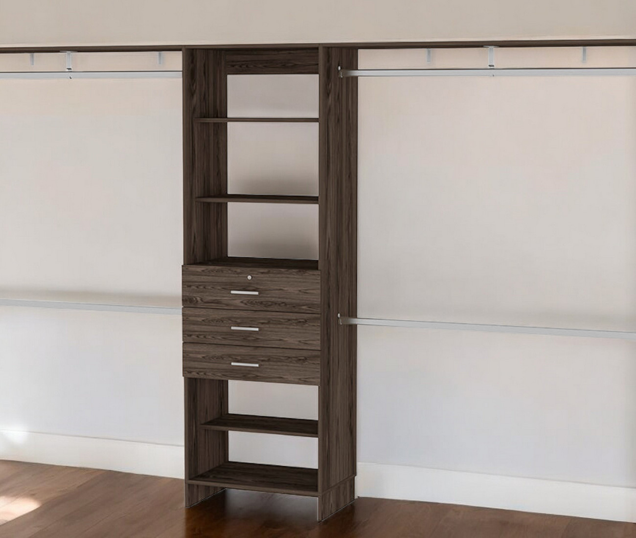 118&quot; Dark Brown Manufactured Wood Closet System - $1,154.86