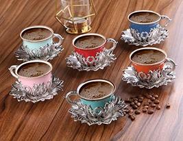 LaModaHome Espresso Coffee Cups with Saucers Set of 6, Porcelain Turkish Arabic  - £52.52 GBP