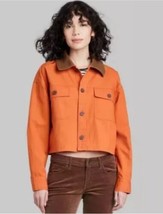 Women&#39;s Wild Fable Rust Cropped Canvas Surplus Shacket Size Large New With Tags - £14.88 GBP