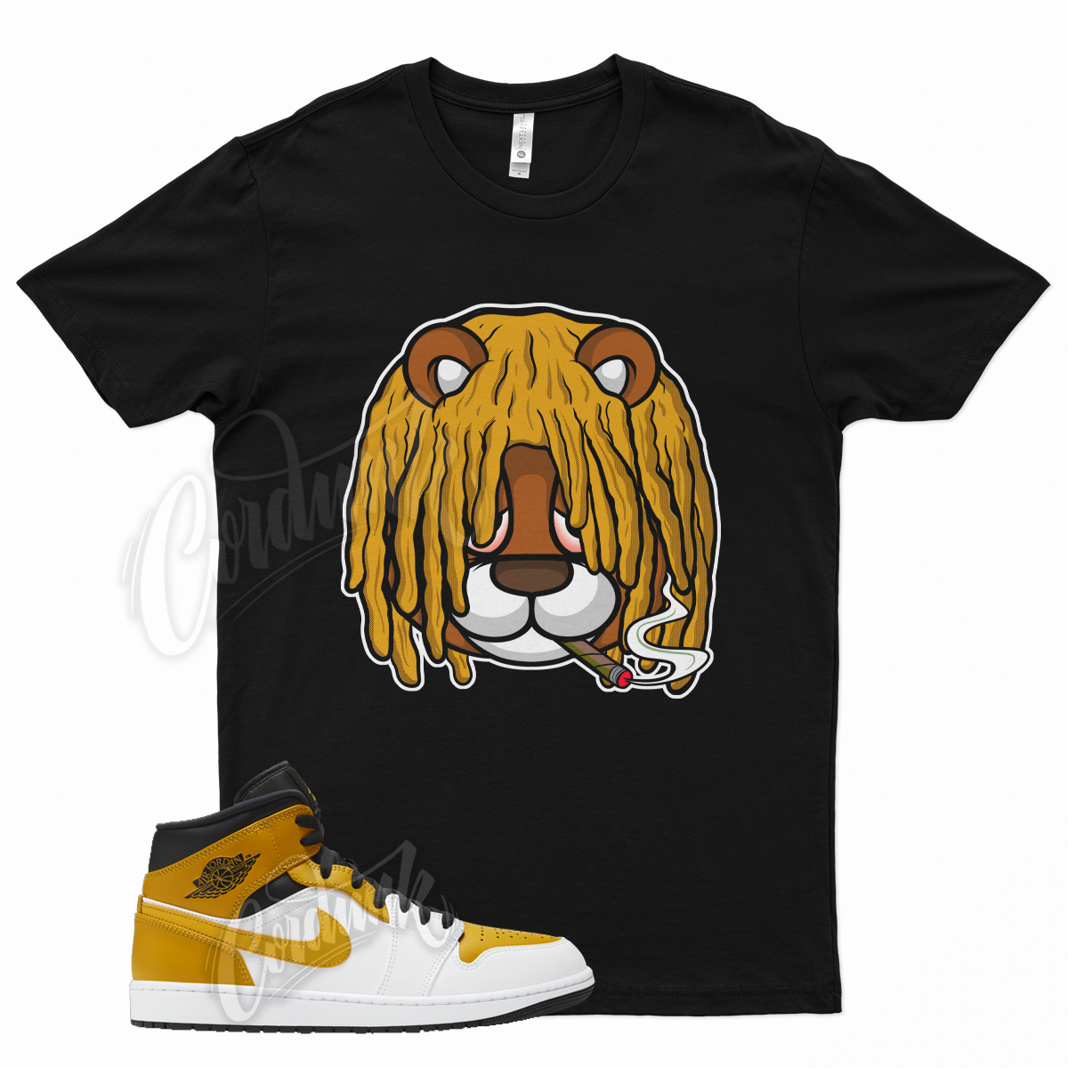 Primary image for Black DREAD T Shirt for Air J1 1 Mid University Gold White